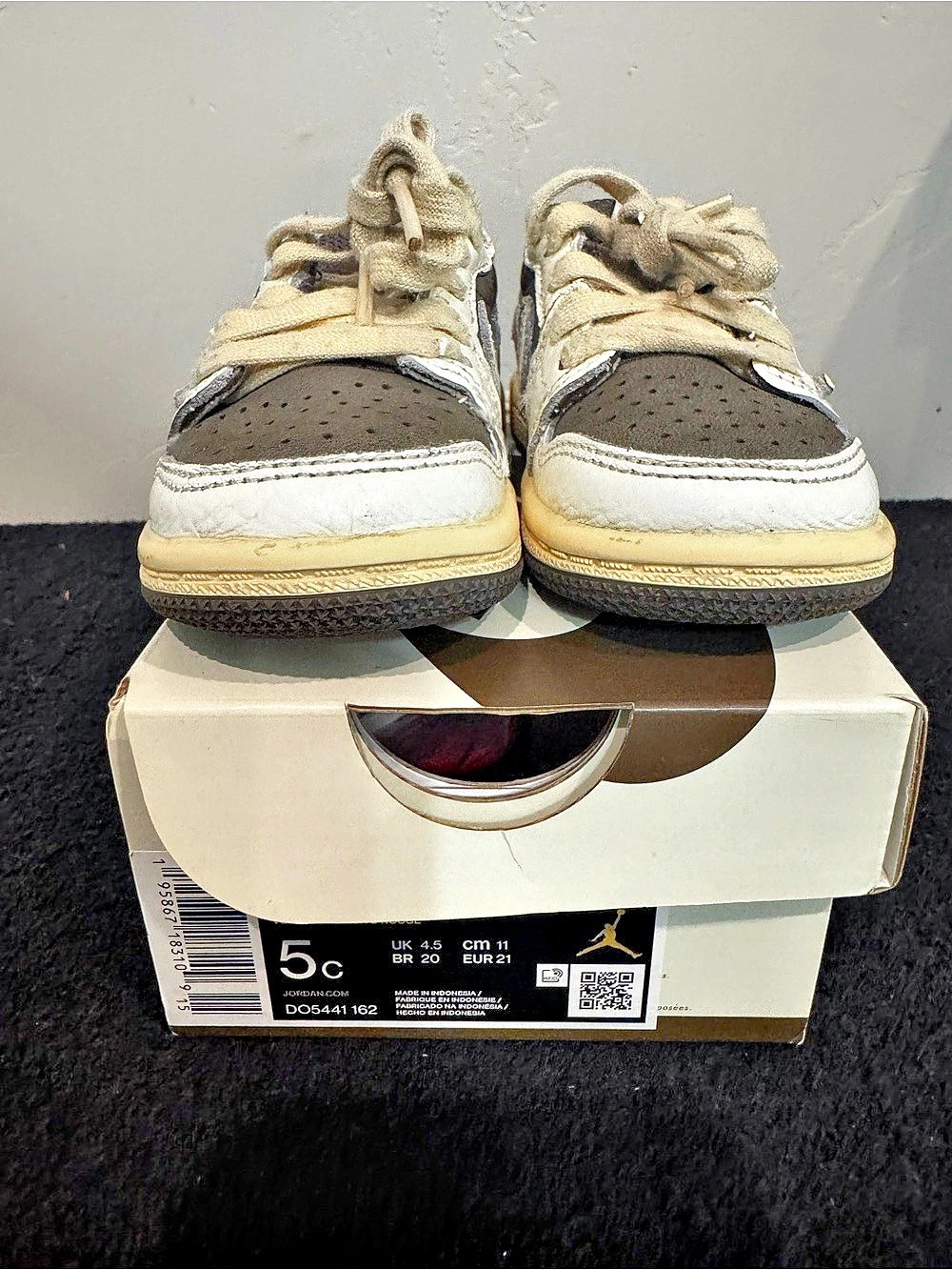 Travis Scott Nike Air Jordan 1 Low Sneakers toddler kids US 5C White & Gray